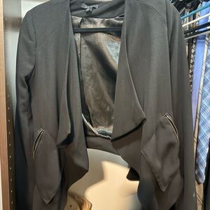 UK2LA Women's Black Draped Blazer with Zippered Pockets